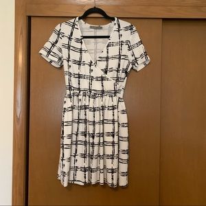 V-Neck Checkered Dress